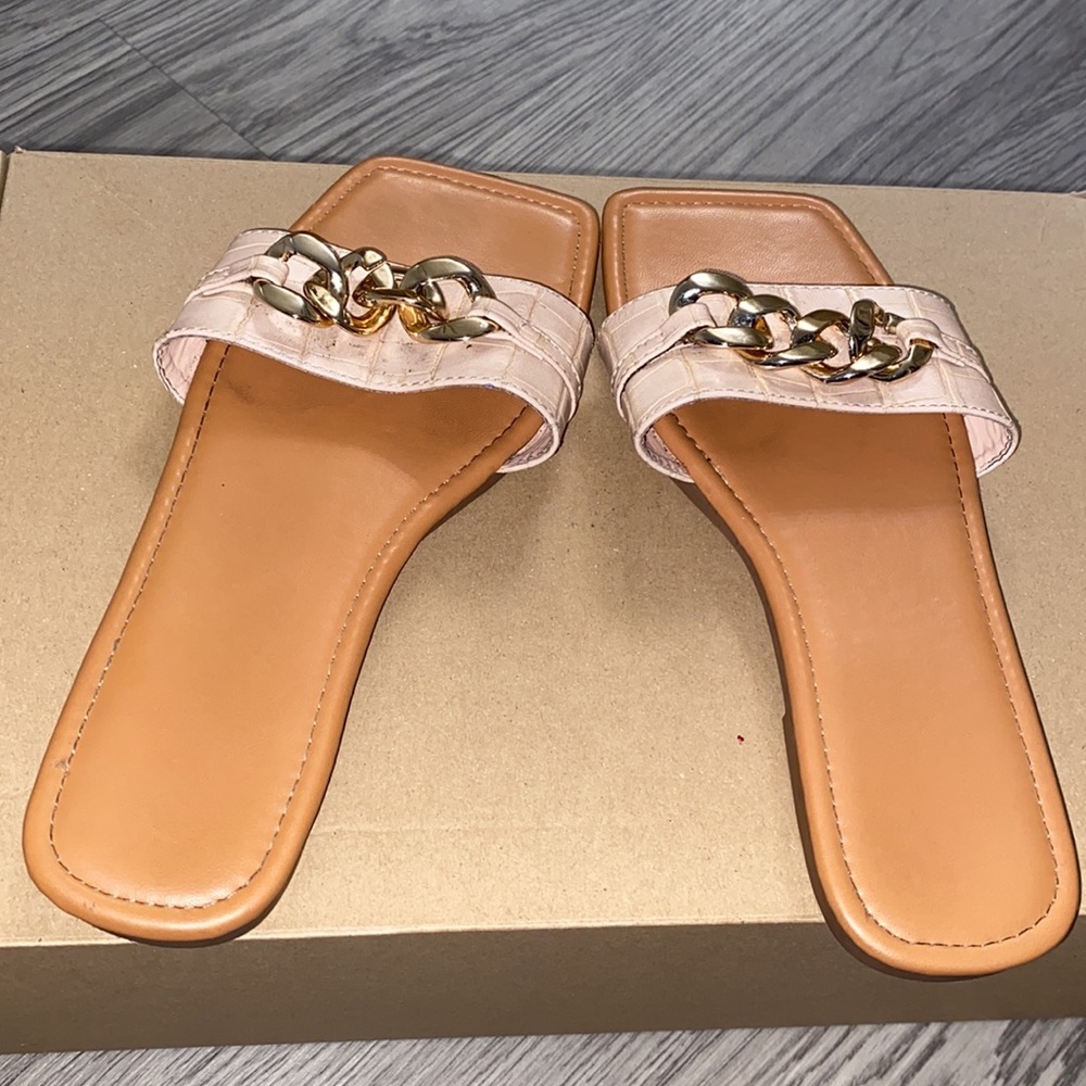 Nude Chain Sandals - Picture 2 of 3